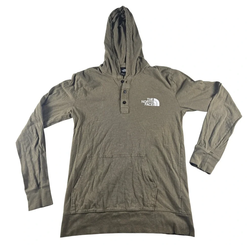 The North Face Hoodie Men's‎ Small Green Lightweight Henley Hooded Sweatshirt